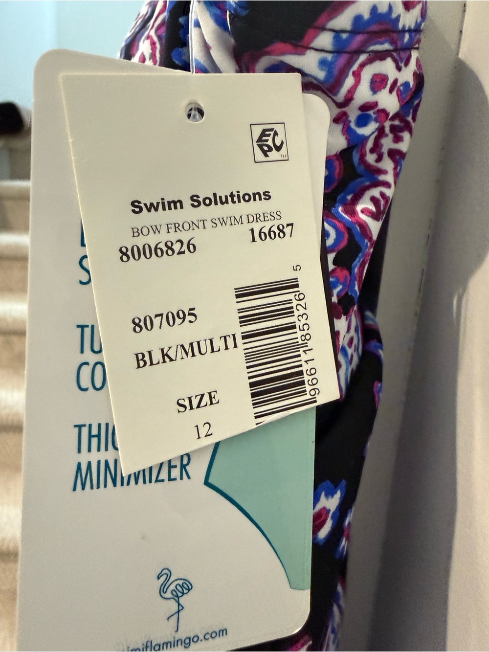 Swim Solutions Women's Paisley Tummy Control Swim Dress Size 12 NWT - Picture 5 of 8